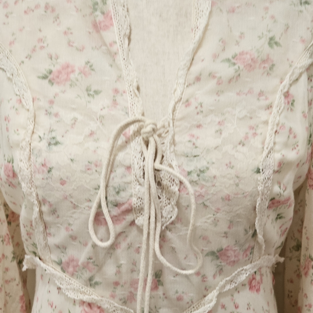 Vintage Floral Prairie Maxi Dress Cottagecore Gunne Sax Inspired - Picture 5 of 12